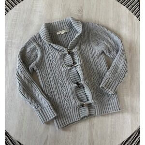 Hope & Henry Gray Cable Knit Organic Cotton Toggle Cardigan Sweater Womens Small